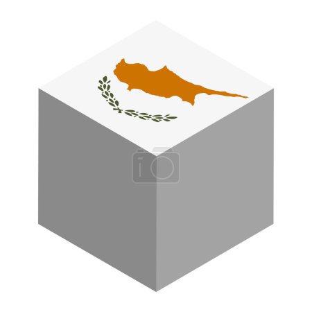 Bandera de Chipre - cubo isométrico 3D aislado sobre fondo blanco. Objeto vectorial.