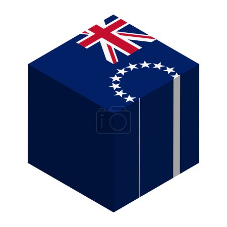 Cook Islands flag - isometric 3D cube isolated on white background. Vector object.