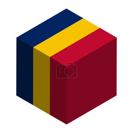 Drapeau Tchad - cube 3D isométrique isolé sur fond blanc. Objet vectoriel.