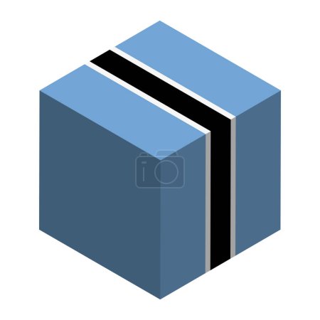 Bandera Botswana - cubo isométrico 3D aislado sobre fondo blanco. Objeto vectorial.