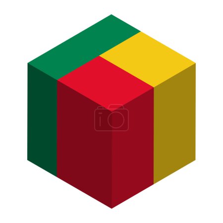 Benin flag - isometric 3D cube isolated on white background. Vector object.
