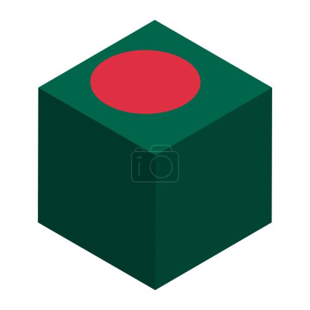Bangladesh flag - isometric 3D cube isolated on white background. Vector object.