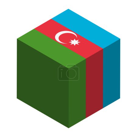 Azerbaijan flag - isometric 3D cube isolated on white background. Vector object.