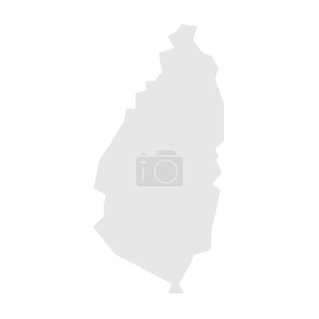 Land St. Lucia vereinfachte Karte. Hellgraue Silhouette mit scharfen Ecken auf weißem Hintergrund. Einfaches Vektorsymbol