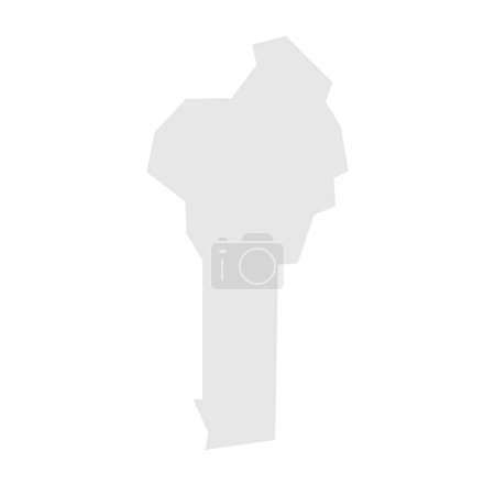 Benin country simplified map. Light grey silhouette with sharp corners isolated on white background. Simple vector icon