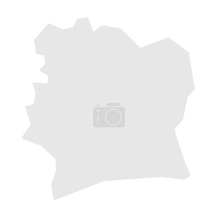 Carte simplifiée du pays Côte d'Ivoire. Silhouette gris clair avec des coins pointus isolés sur fond blanc. Icône vectorielle simple