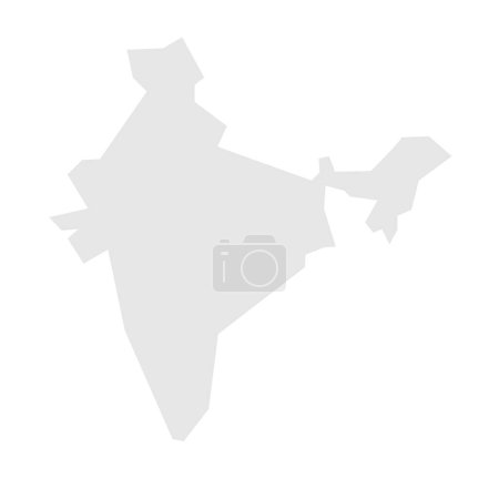 India country simplified map. Light grey silhouette with sharp corners isolated on white background. Simple vector icon