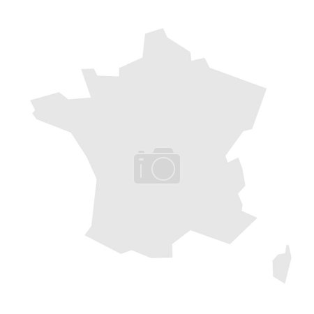 France country simplified map. Light grey silhouette with sharp corners isolated on white background. Simple vector icon