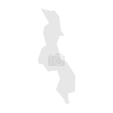 Malawi country simplified map. Light grey silhouette with sharp corners isolated on white background. Simple vector icon