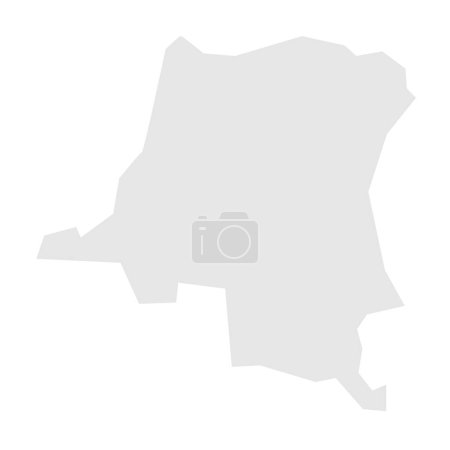 Demokratische Republik Kongo vereinfachte Landkarte. Hellgraue Silhouette mit scharfen Ecken auf weißem Hintergrund. Einfaches Vektorsymbol