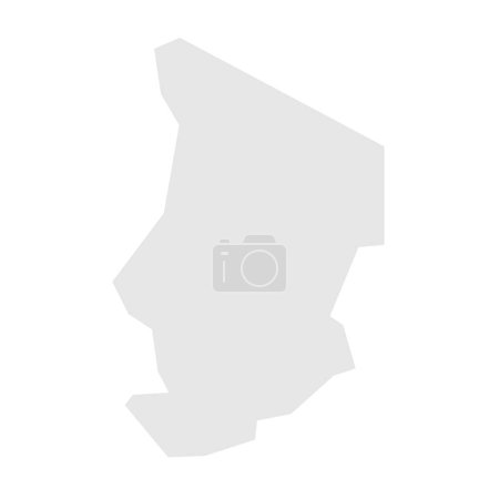 Tschad-Land vereinfachte Karte. Hellgraue Silhouette mit scharfen Ecken auf weißem Hintergrund. Einfaches Vektorsymbol