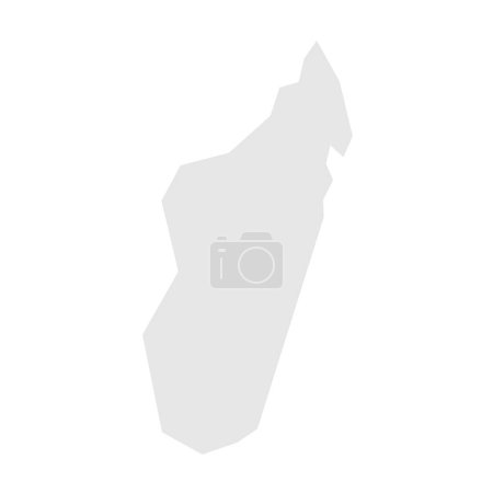 Madagascar country simplified map. Light grey silhouette with sharp corners isolated on white background. Simple vector icon