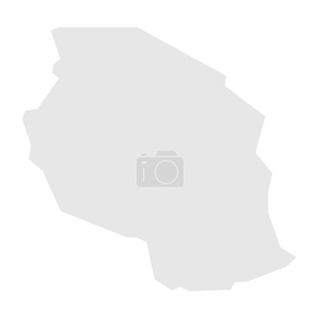 Tanzania país mapa simplificado. Silueta gris claro con esquinas afiladas aisladas sobre fondo blanco. Icono de vector simple