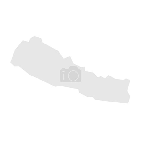 Carte simplifiée du Népal. Silhouette gris clair avec des coins pointus isolés sur fond blanc. Icône vectorielle simple