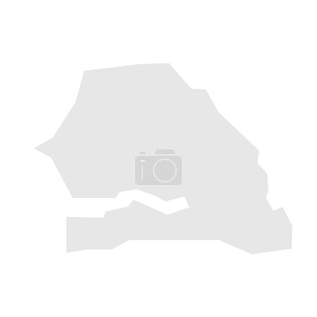 Senegal país mapa simplificado. Silueta gris claro con esquinas afiladas aisladas sobre fondo blanco. Icono de vector simple