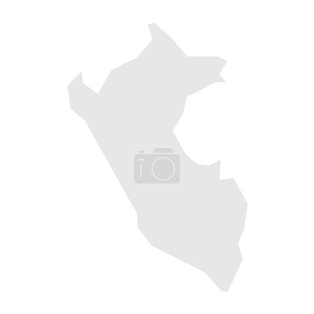 Peru country simplified map. Light grey silhouette with sharp corners isolated on white background. Simple vector icon