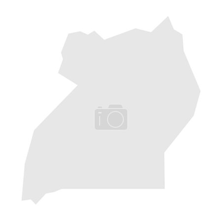 Uganda Land vereinfachte Karte. Hellgraue Silhouette mit scharfen Ecken auf weißem Hintergrund. Einfaches Vektorsymbol