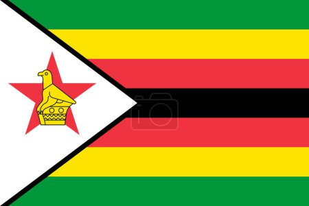 Simbabwe-Vektorfahne in den offiziellen Farben und im Seitenverhältnis 3: 2.