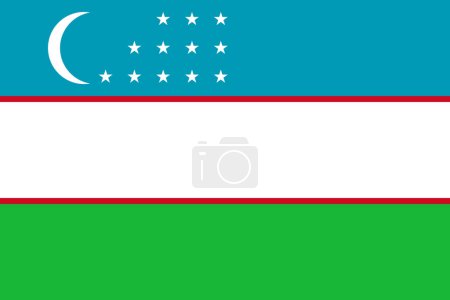 Uzbekistan vector flag in official colors and 3:2 aspect ratio.