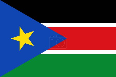 South Sudan vector flag in official colors and 3:2 aspect ratio.