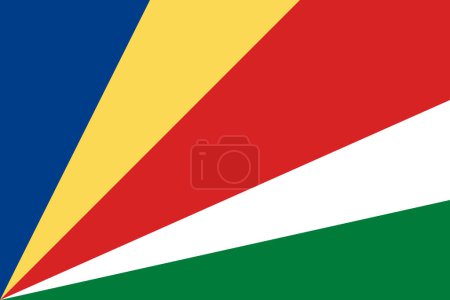 Seychellen-Vektorfahne in den offiziellen Farben und im Seitenverhältnis 3: 2.