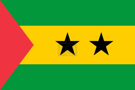 Sao Tomé und Principe Vektorfahne in den offiziellen Farben und im Seitenverhältnis 3: 2.