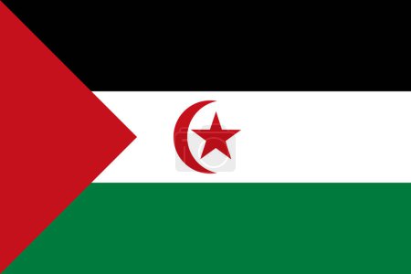 Drapeau vectoriel de la République Arabe Sahraouie Démocratique aux couleurs officielles et format 3 : 2.