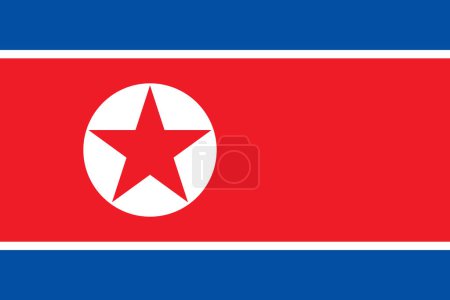 Drapeau vectoriel Corée du Nord en couleurs officielles et format 3 : 2.