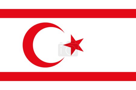 Northern Cyprus vector flag in official colors and 3:2 aspect ratio.