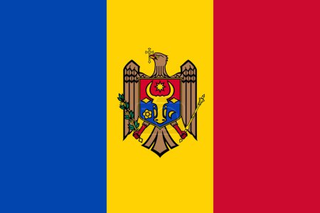 Moldova vector flag in official colors and 3:2 aspect ratio.