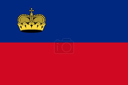 Liechtenstein-Vektorfahne in den offiziellen Farben und im Seitenverhältnis 3: 2.