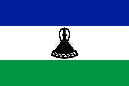 Lesotho vector flag in official colors and 3:2 aspect ratio.