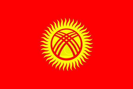 Drapeau vectoriel Kirghizistan aux couleurs officielles et format 3 : 2.