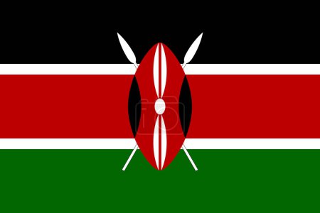 Kenya vector flag in official colors and 3:2 aspect ratio.