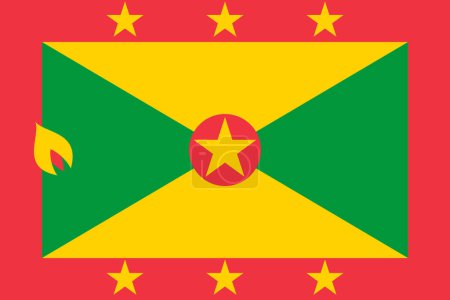 Grenada-Vektorfahne in den offiziellen Farben und im Seitenverhältnis 3: 2.