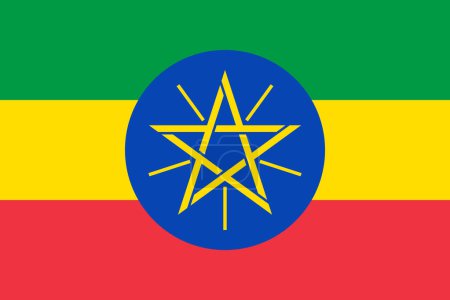 Äthiopien-Vektorfahne in den offiziellen Farben und im Seitenverhältnis 3: 2.