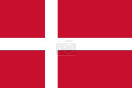 Dänemark-Vektor-Flagge in den offiziellen Farben und im Seitenverhältnis 3: 2.
