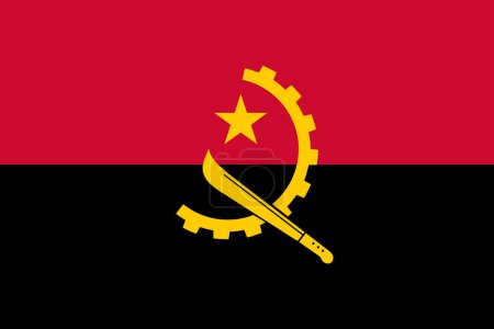 Angola vector flag in official colors and 3:2 aspect ratio.