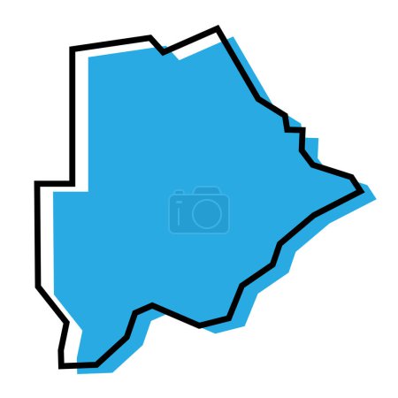 Botswana country simplified map. Blue silhouette with thick black contour outline isolated on white background. Simple vector icon