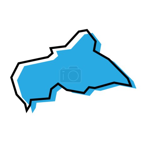 Central African Republic country simplified map. Blue silhouette with thick black contour outline isolated on white background. Simple vector icon