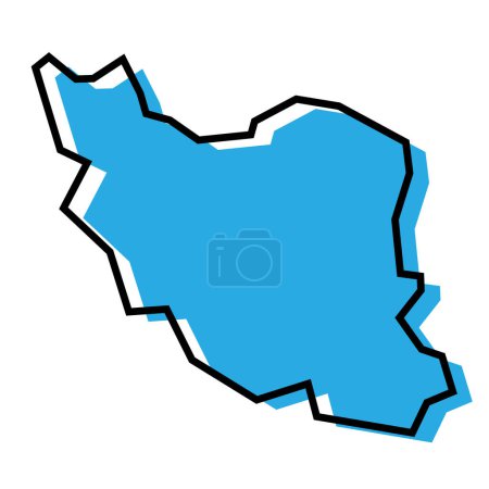 Iran country simplified map. Blue silhouette with thick black contour outline isolated on white background. Simple vector icon