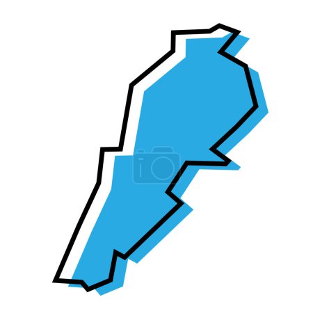 Libanon vereinfachte Landkarte. Blaue Silhouette mit dicken schwarzen Umrissen, isoliert auf weißem Hintergrund. Einfaches Vektorsymbol