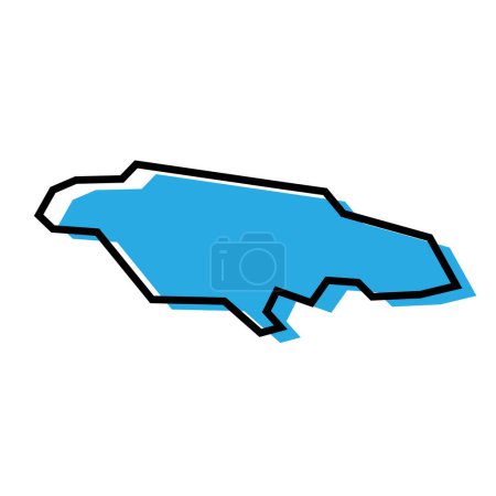 Jamaïque pays carte simplifiée. Silhouette bleue avec contour noir épais isolé sur fond blanc. Icône vectorielle simple