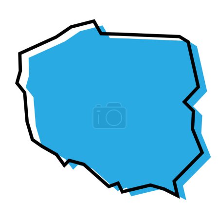 Polen Land vereinfachte Karte. Blaue Silhouette mit dicken schwarzen Umrissen, isoliert auf weißem Hintergrund. Einfaches Vektorsymbol