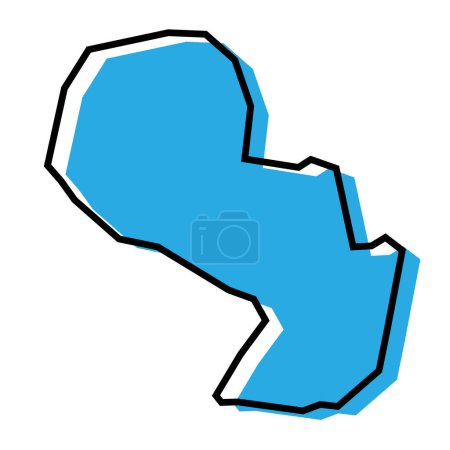 Paraguay country simplified map. Blue silhouette with thick black contour outline isolated on white background. Simple vector icon
