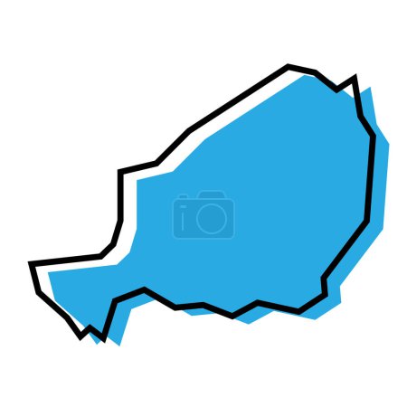 Niger carte simplifiée du pays. Silhouette bleue avec contour noir épais isolé sur fond blanc. Icône vectorielle simple