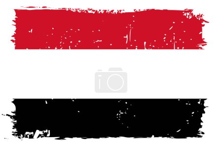 Bandera de Yemen - bandera vectorial con efecto de arañazo elegante y marco grunge blanco.