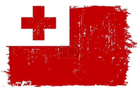 Tonga Flagge - Vektorfahne mit stylischem Scratch-Effekt und weißem Grunge-Rahmen.