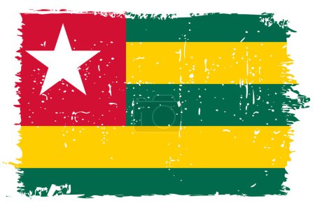 Drapeau Togo - drapeau vectoriel avec effet scratch élégant et cadre grunge blanc.