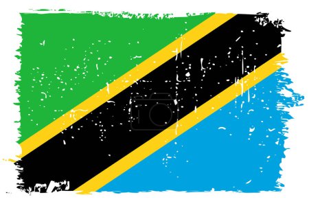 Tanzania flag - vector flag with stylish scratch effect and white grunge frame.